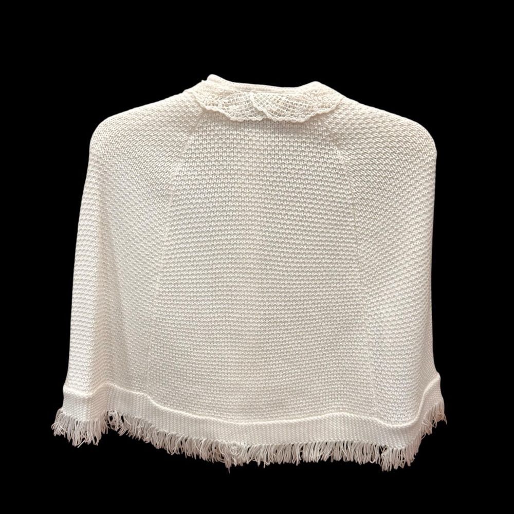 Vintage cape little girls crochet white size 5 see measurements poncho fringe - Picture 3 of 13